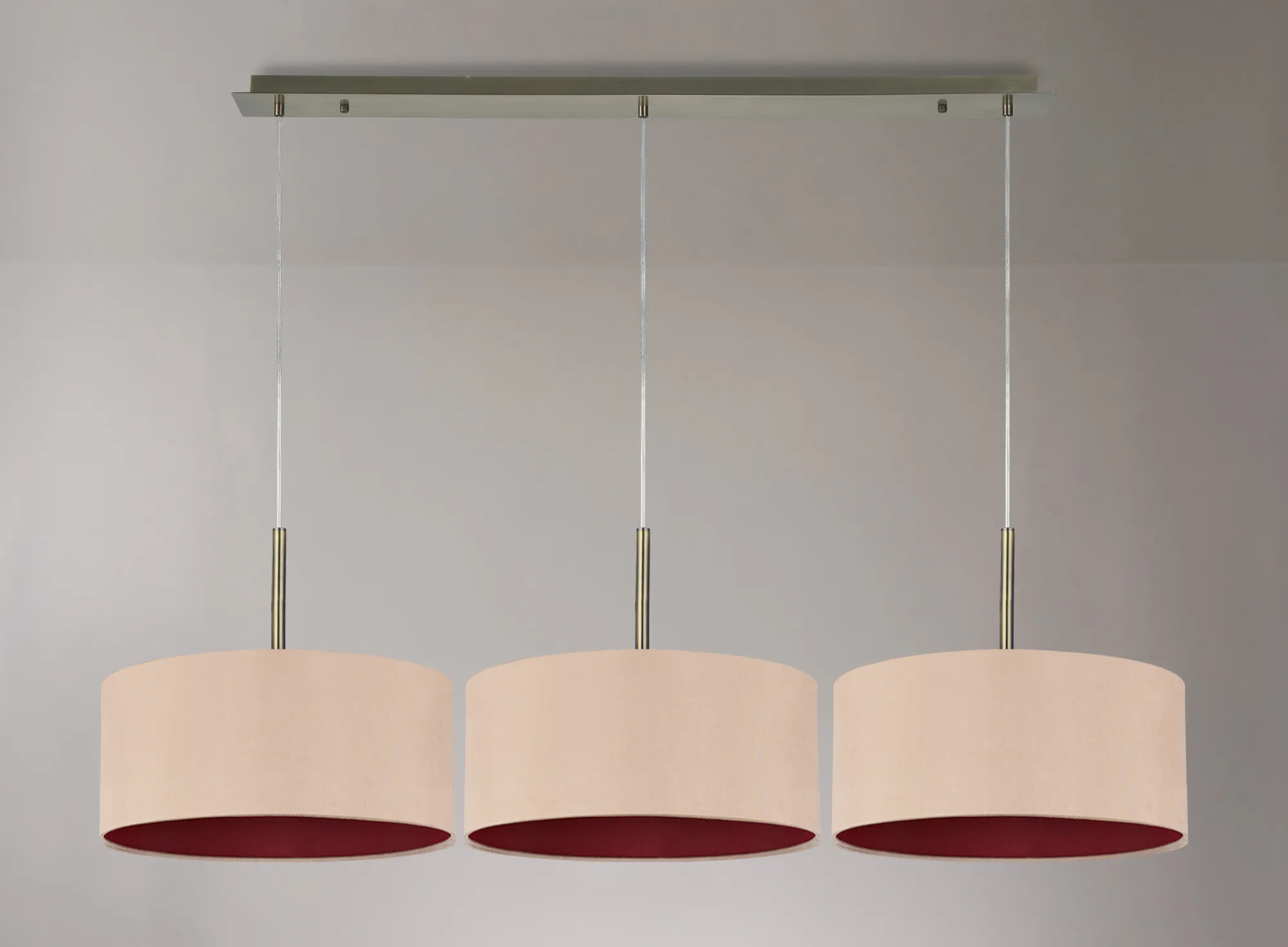 Baymont 40cm Shade 3 Light Pendant Antique Brass, Antique Gold/Ruby DK0582  Deco Baymont AB AG